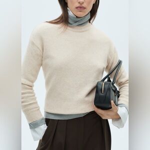 Mango Cream round neck knitted sweater NWT